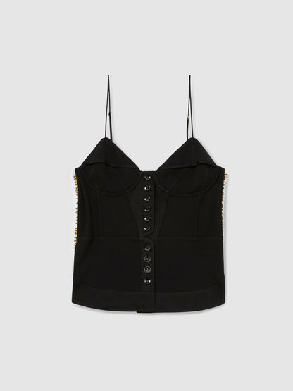 Atelier Embellished Corset Top in Black | Reiss Women Recommended