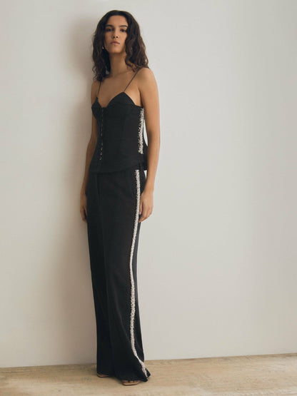 Atelier Embellished Corset Top in Black | Reiss Women Recommended