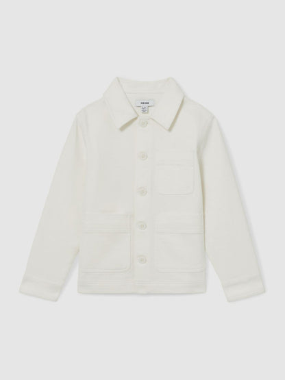 Cotton-Blend Work Jacket in Off White | Reiss Children & Baby Signature