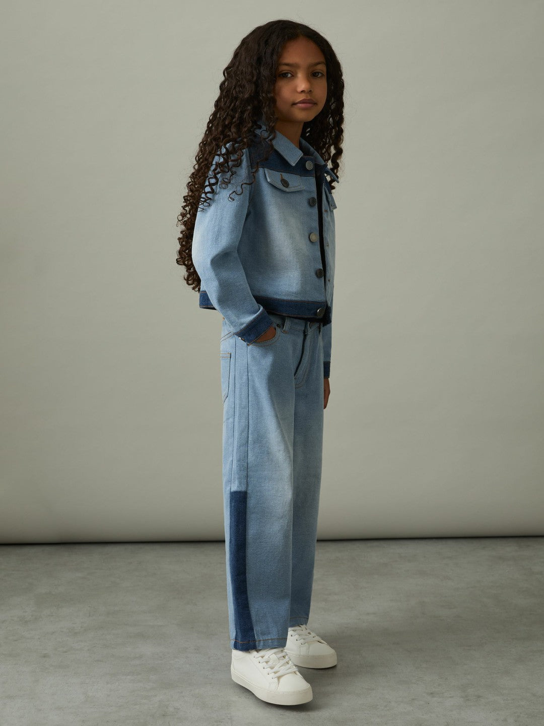 4-9 yrs Patchwork Denim Jeans Two-Tone in Blue | Reiss Children & Baby Signature