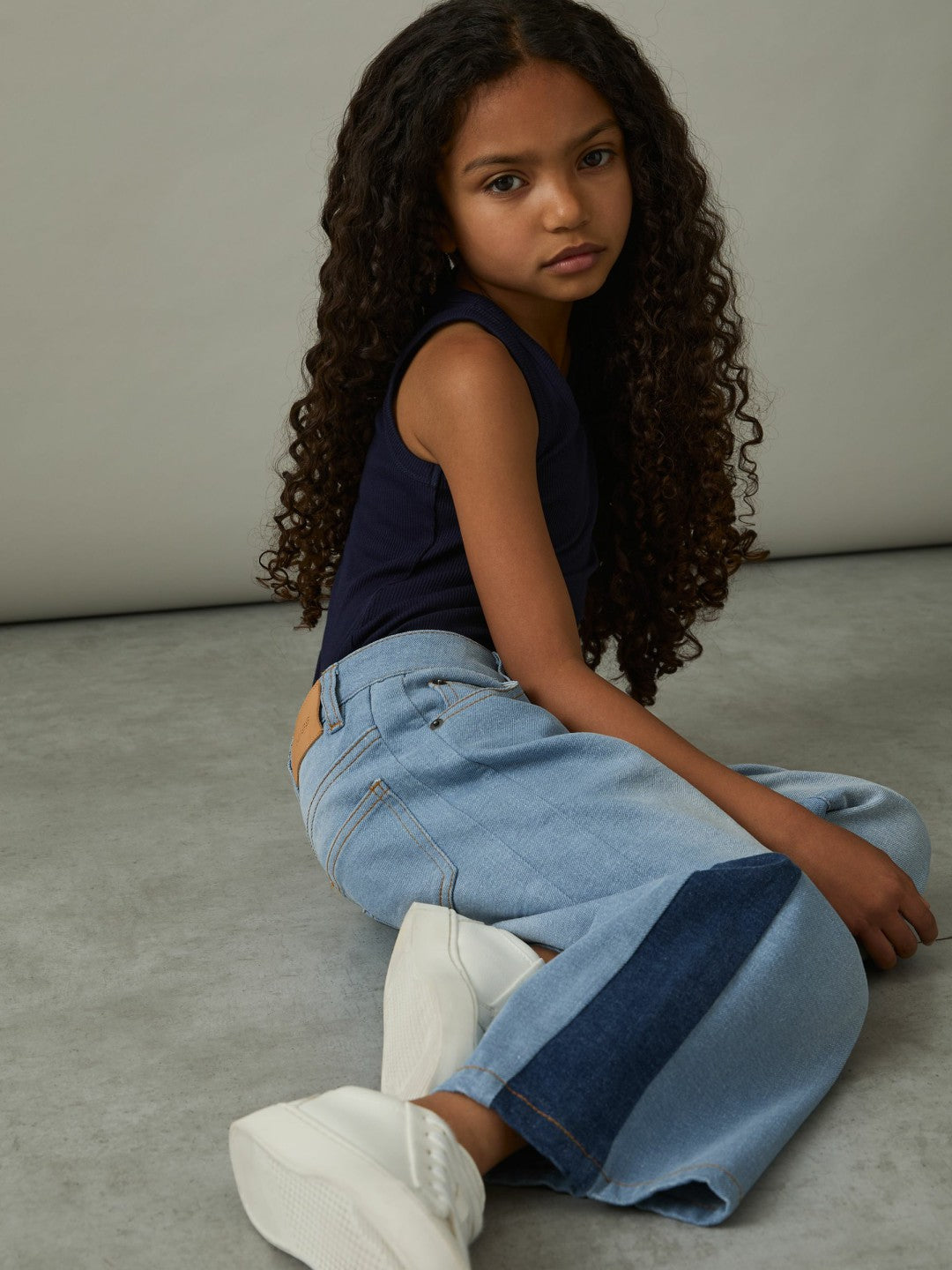 4-9 yrs Patchwork Denim Jeans Two-Tone in Blue | Reiss Children & Baby Signature
