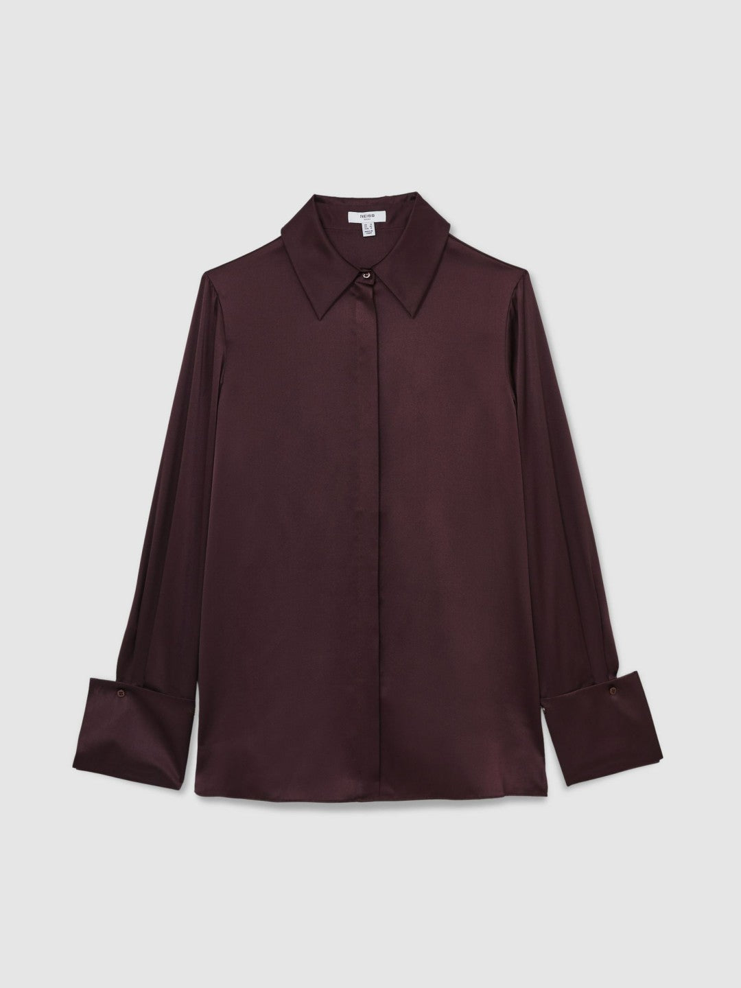 Silk Double-Cuff Button-Through Shirt in Red | Reiss Women New