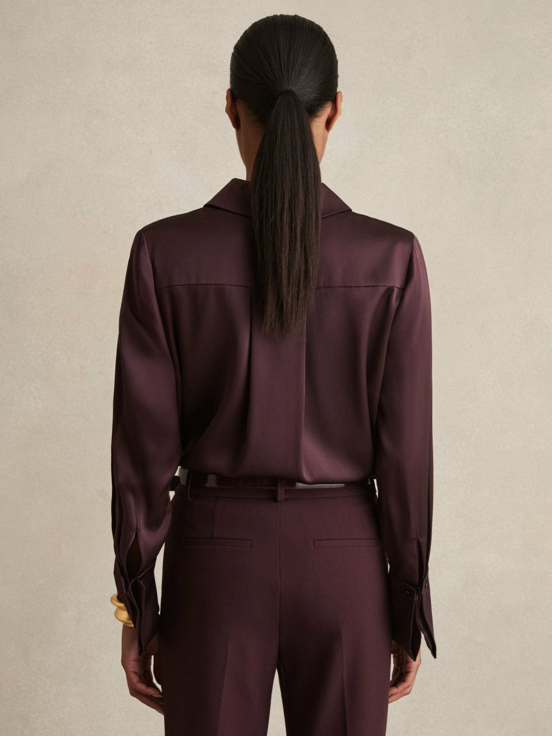 Silk Double-Cuff Button-Through Shirt in Red | Reiss Women New