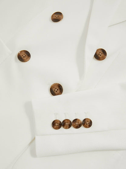 Double-Breasted Notch-Lapel Blazer in White | Reiss Women Best Seller