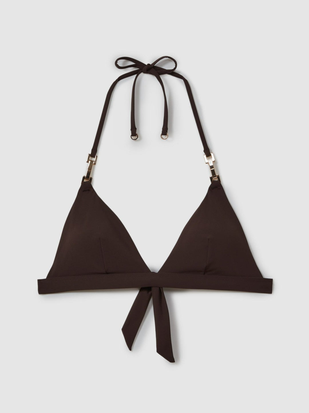 Triangle Halter Neck Bikini Top in Chocolate | Reiss Women New