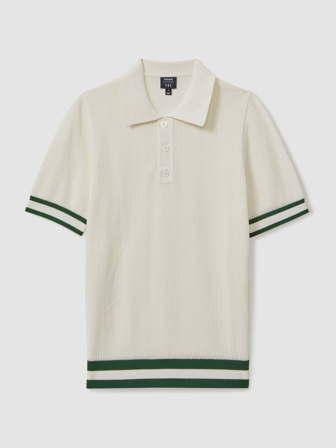 | Ché Knitted Half-Button Polo Shirt in White | Reiss Men Recommended