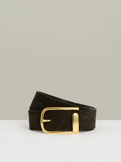 Leather Half Keeper Belt in Chocolate | Reiss Women Exclusive