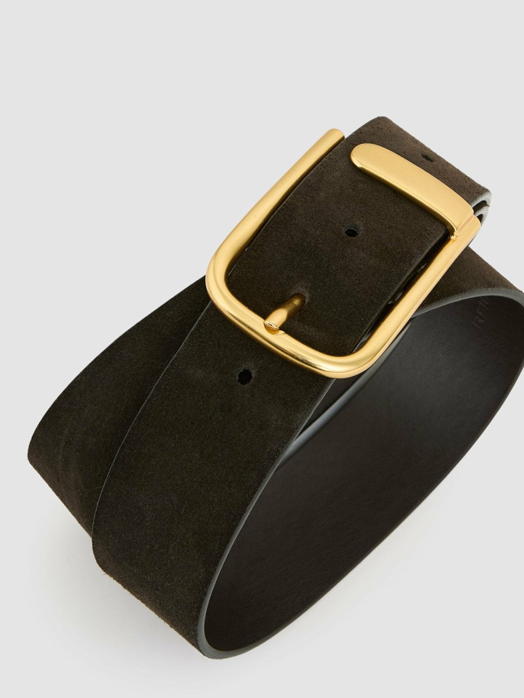 Leather Half Keeper Belt in Chocolate | Reiss Women Exclusive