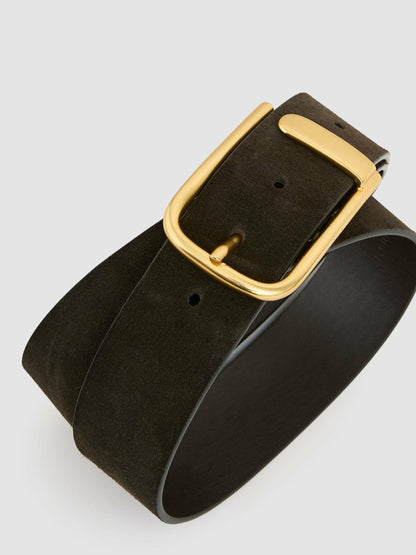 Leather Half Keeper Belt in Chocolate | Reiss Women Exclusive