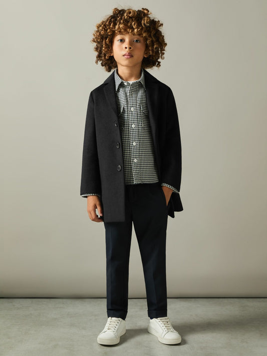 3-9 yrs Single Breasted Overcoat in Navy | Reiss Children & Baby Recommended