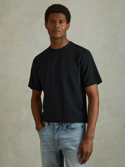 Textured Crew-Neck T-Shirt in Navy | Reiss Men Exclusive