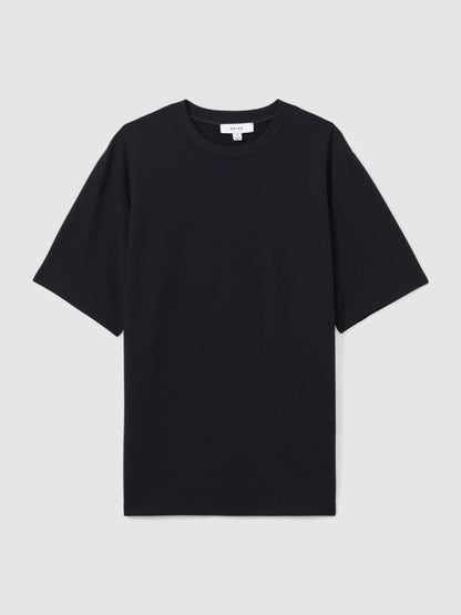 Textured Crew-Neck T-Shirt in Navy | Reiss Men Exclusive