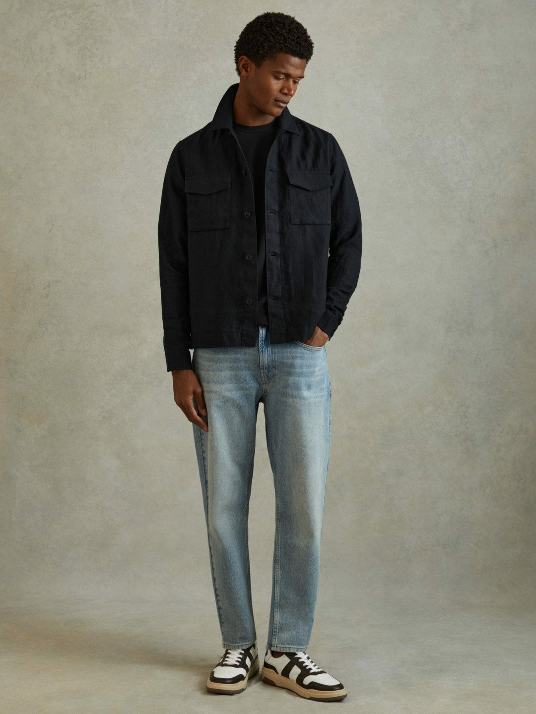 Textured Crew-Neck T-Shirt in Navy | Reiss Men Exclusive
