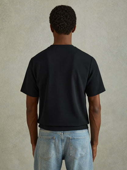 Textured Crew-Neck T-Shirt in Navy | Reiss Men Exclusive
