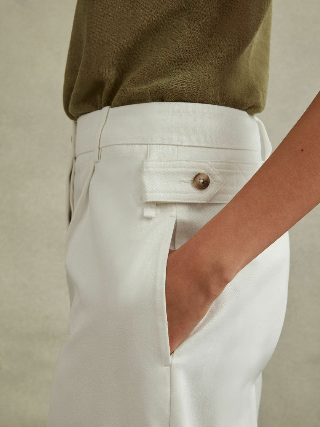 Cotton Wide Leg Suit Trousers in White | Reiss Women Best Seller