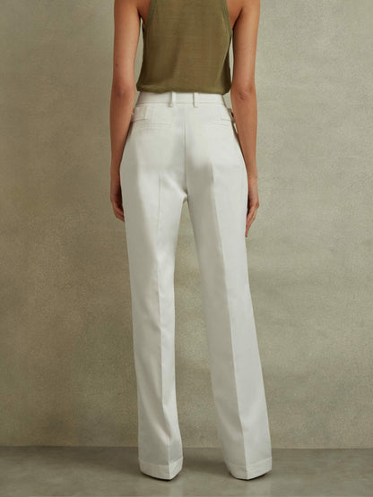 Cotton Wide Leg Suit Trousers in White | Reiss Women Best Seller