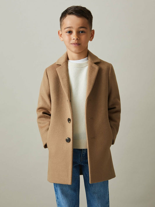 9-13 yrs Single Breasted Overcoat in Camel | Reiss Children & Baby Popular
