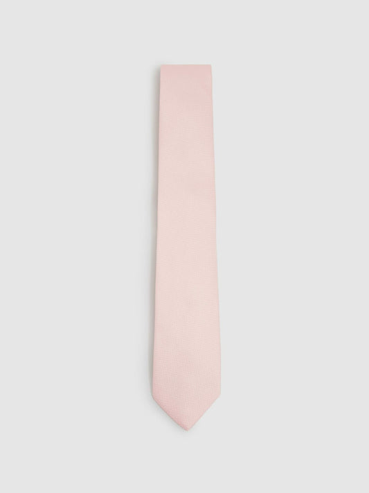 Textured Silk Blend Tie in Light Pink | Reiss Men Exclusive