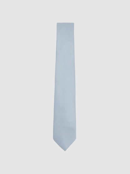 Textured Silk Blend Tie in Light Blue | Reiss Men Premium