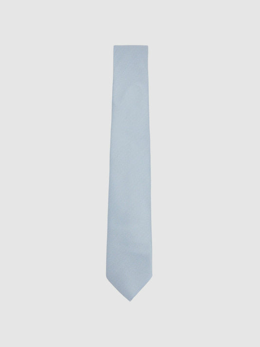 Textured Silk Blend Tie in Light Blue | Reiss Men Premium