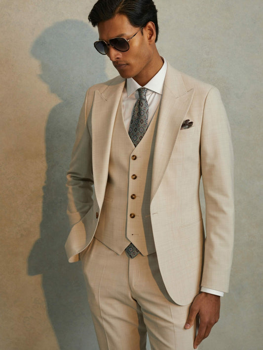 Slim Fit Single Breasted Waistcoat in Stone | Reiss Men Best Seller