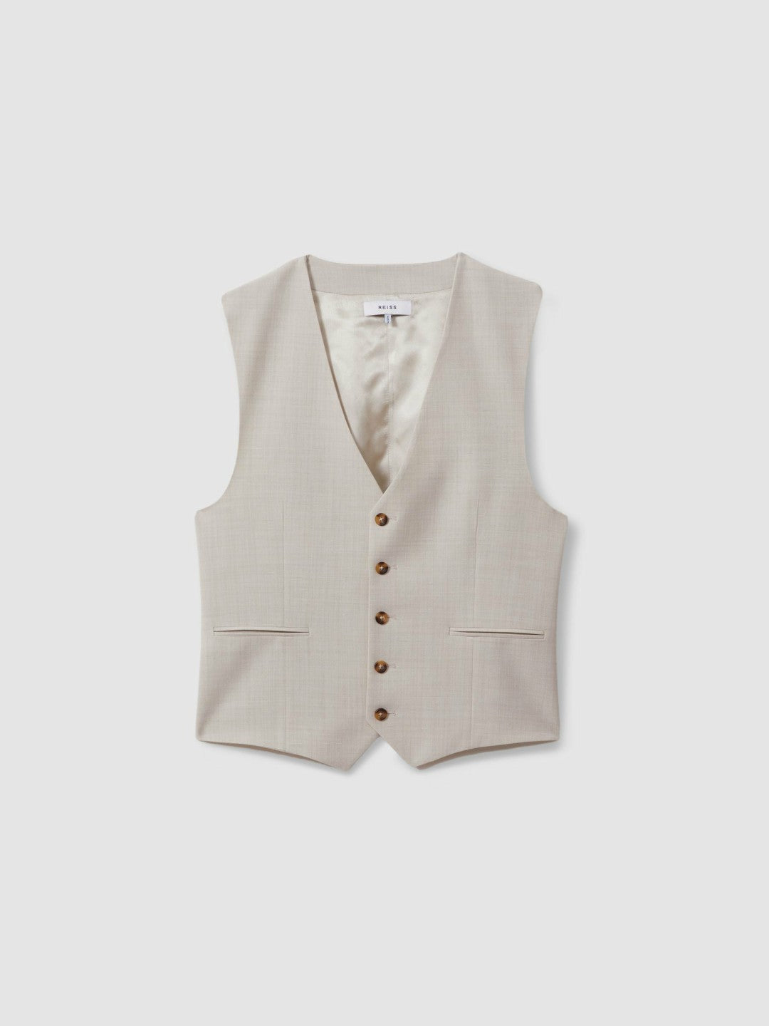 Slim Fit Single Breasted Waistcoat in Stone | Reiss Men Best Seller