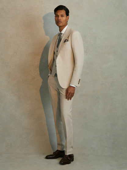 Slim Fit Single Breasted Waistcoat in Stone | Reiss Men Best Seller