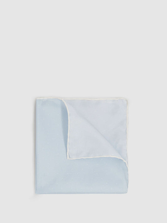 Polka Dot Silk Pocket Square in Light Blue | Reiss Men New