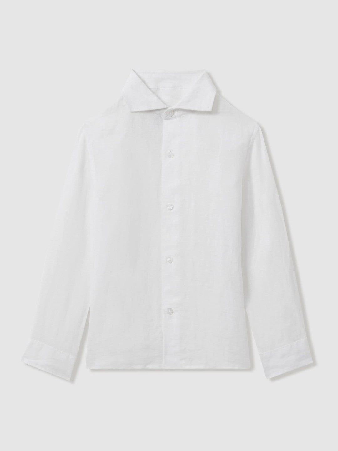 9-13 yrs Linen Cutaway Collar Shirt in White | Reiss Children & Baby Featured