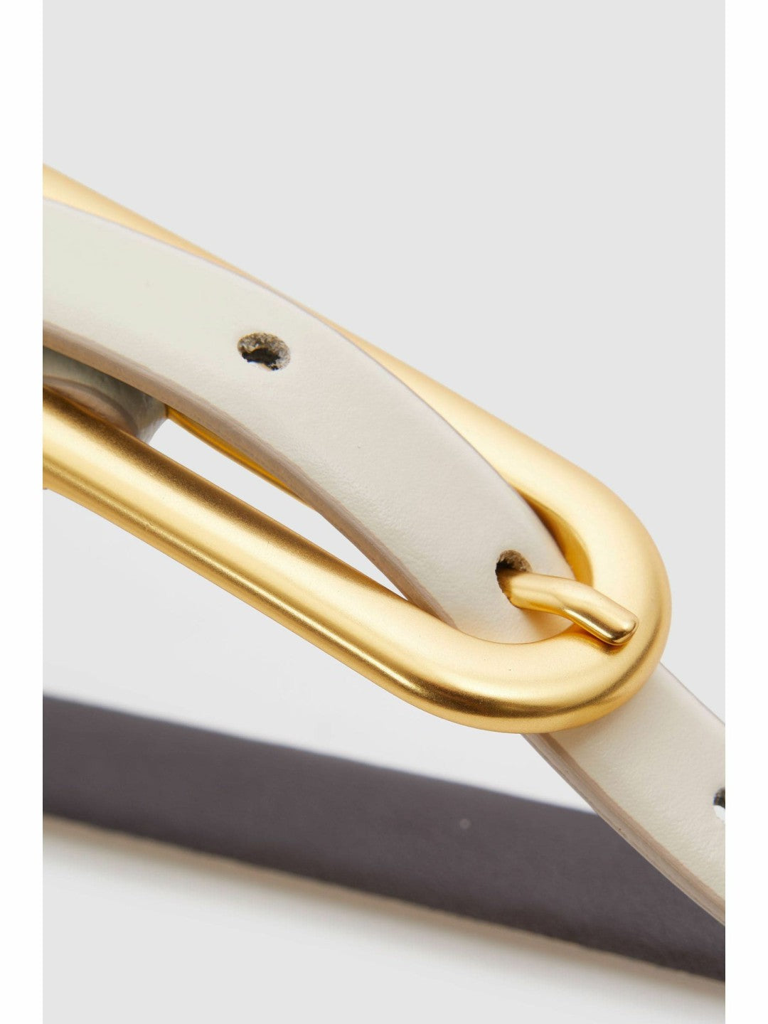 Thin Leather Elongated Buckle Belt in Off White | Reiss Women Popular