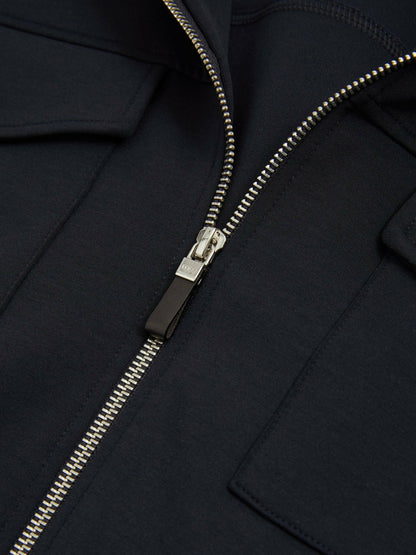 Interlock Jersey Zip-Through Jacket in Navy Blue | Reiss Men Trending
