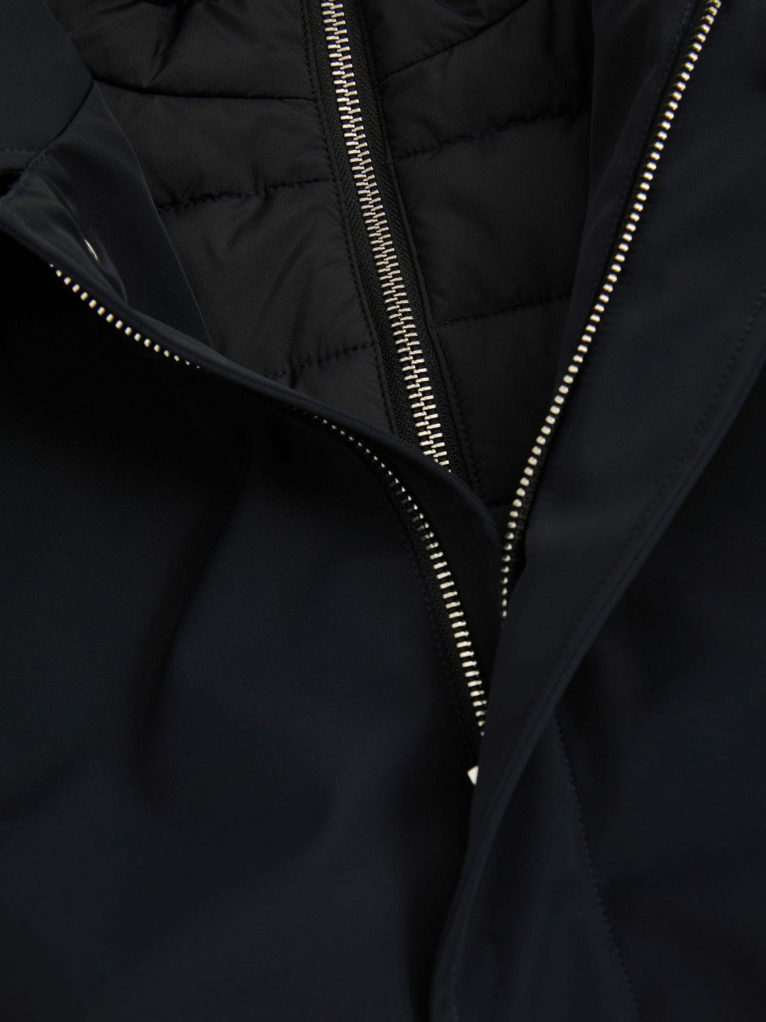 Hybrid Removable Funnel Neck Overcoat in Navy | Reiss Men Featured
