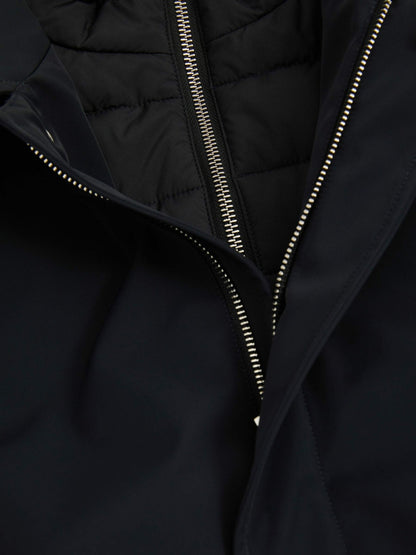 Hybrid Removable Funnel Neck Overcoat in Navy | Reiss Men Featured