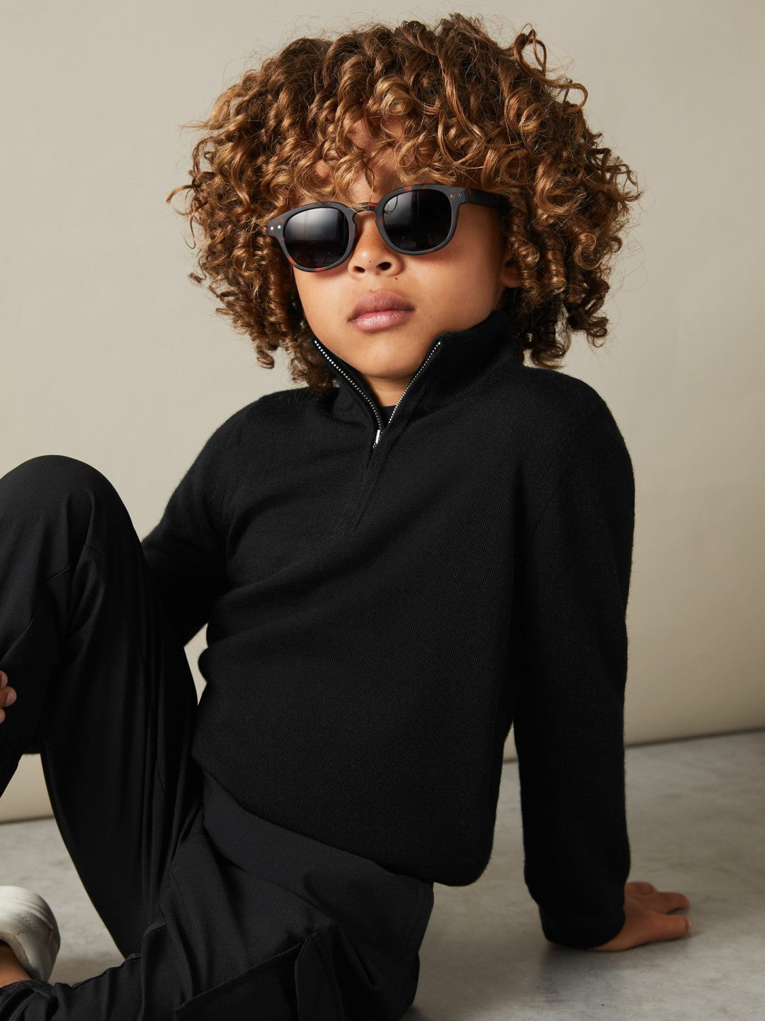 9-13 yrs Merino Wool Half-Zip Funnel Neck Jumper in Black | Reiss Children & Baby Popular