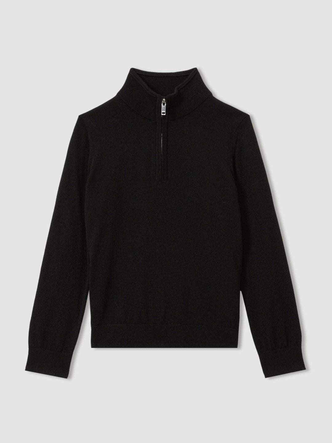 9-13 yrs Merino Wool Half-Zip Funnel Neck Jumper in Black | Reiss Children & Baby Popular