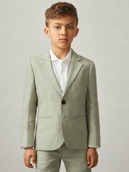 3-9 yrs Linen Single Breasted Blazer in Apple | Reiss Children & Baby Popular