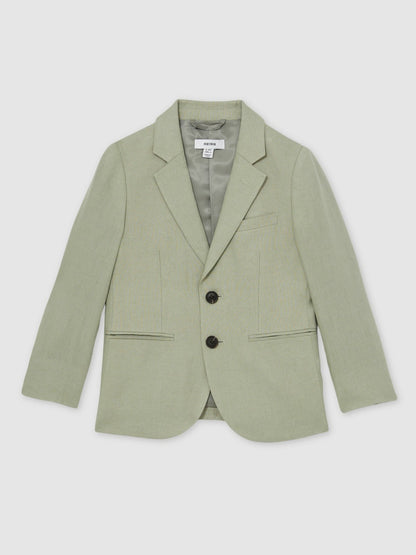 3-9 yrs Linen Single Breasted Blazer in Apple | Reiss Children & Baby Popular
