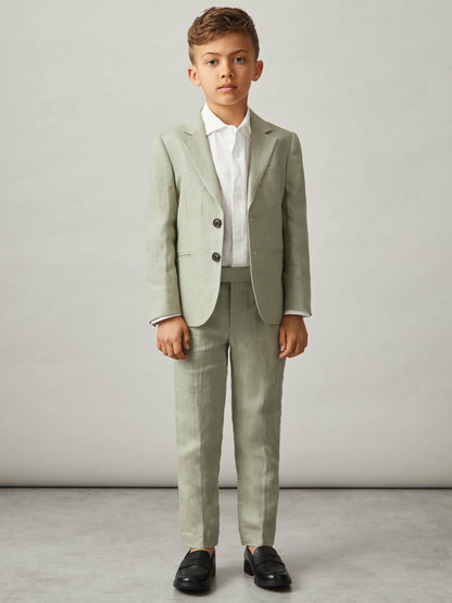 3-9 yrs Linen Single Breasted Blazer in Apple | Reiss Children & Baby Popular