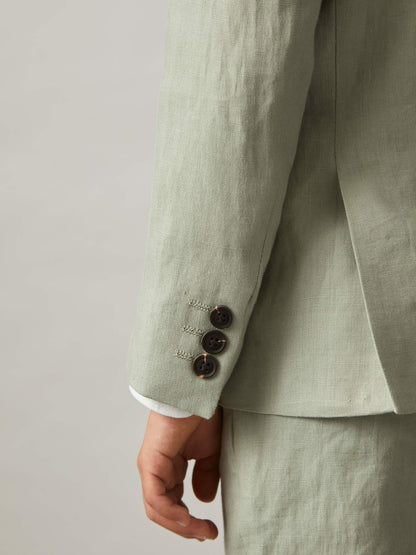 3-9 yrs Linen Single Breasted Blazer in Apple | Reiss Children & Baby Popular