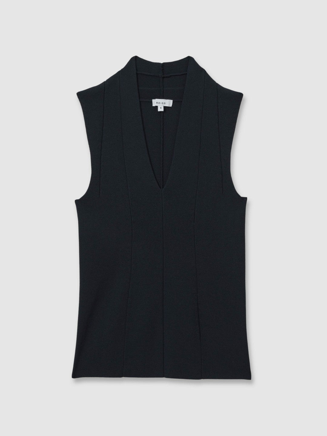 Knitted Sleeveless V-Neck Vest in Navy | Reiss Women Featured