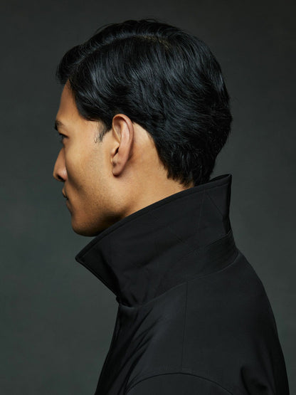 Hybrid Removable Funnel Neck Overcoat in Black | Reiss Men New
