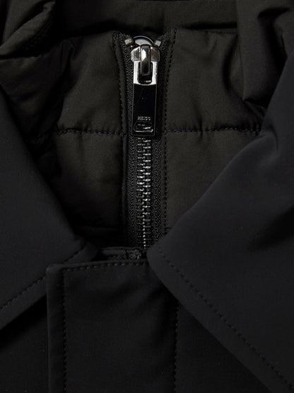 Hybrid Removable Funnel Neck Overcoat in Black | Reiss Men New