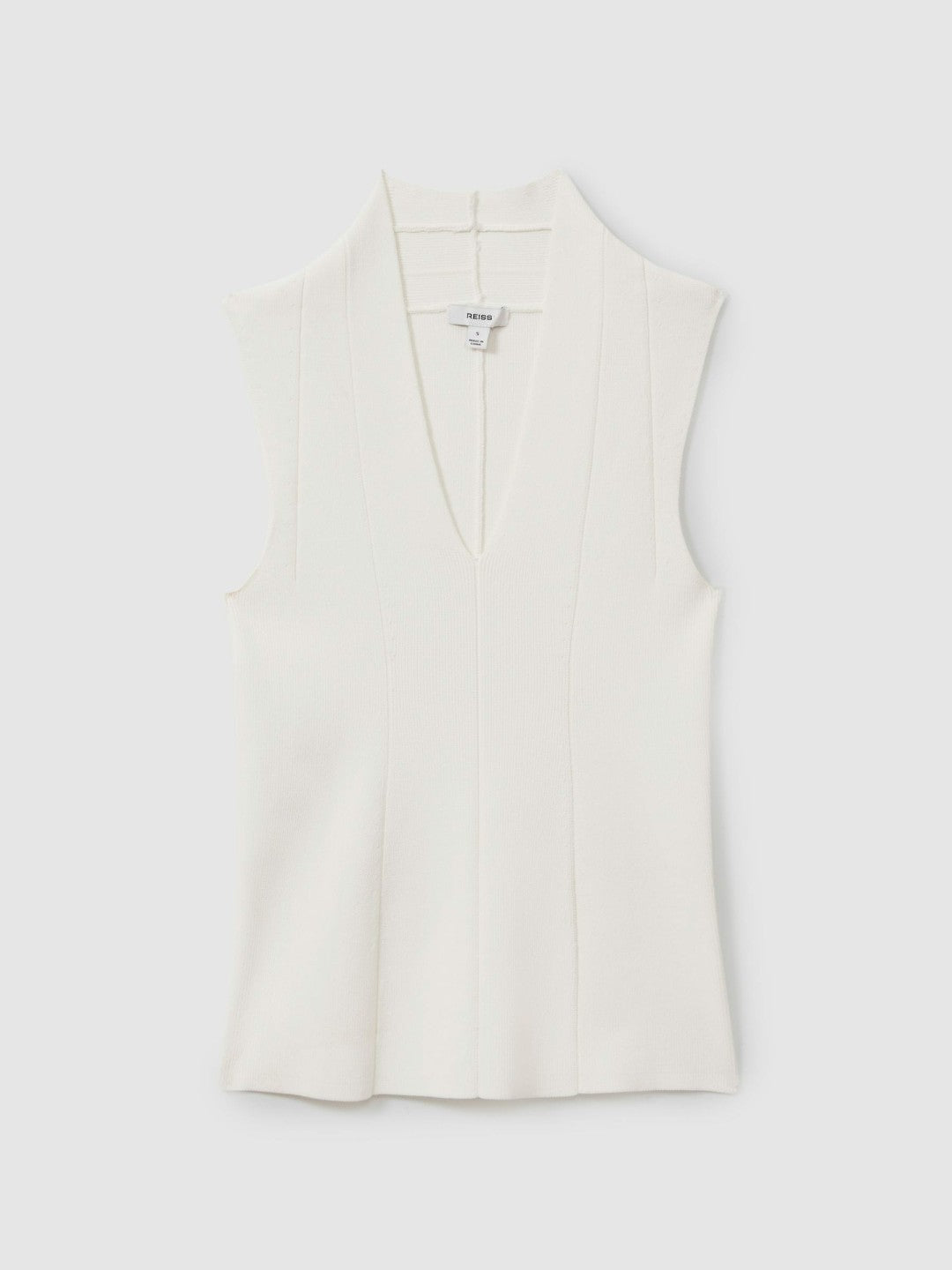 Knitted Sleeveless V-Neck Vest in Ivory | Reiss Women Popular
