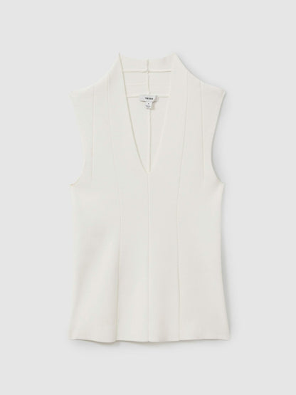 Knitted Sleeveless V-Neck Vest in Ivory | Reiss Women Popular