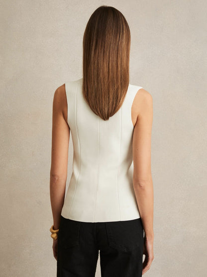 Knitted Sleeveless V-Neck Vest in Ivory | Reiss Women Popular