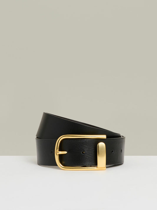 Leather Half Keeper Belt in Black | Reiss Women Featured