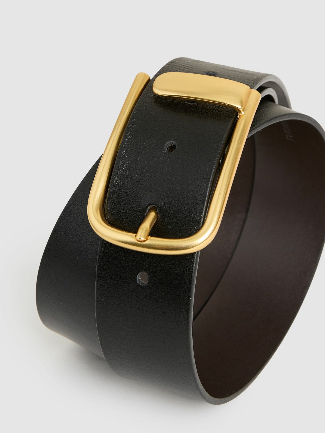 Leather Half Keeper Belt in Black | Reiss Women Featured