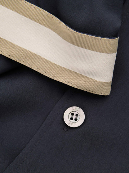 | Ché Cuff Detail Cuban Collar Shirt in Navy | Reiss Men Exclusive