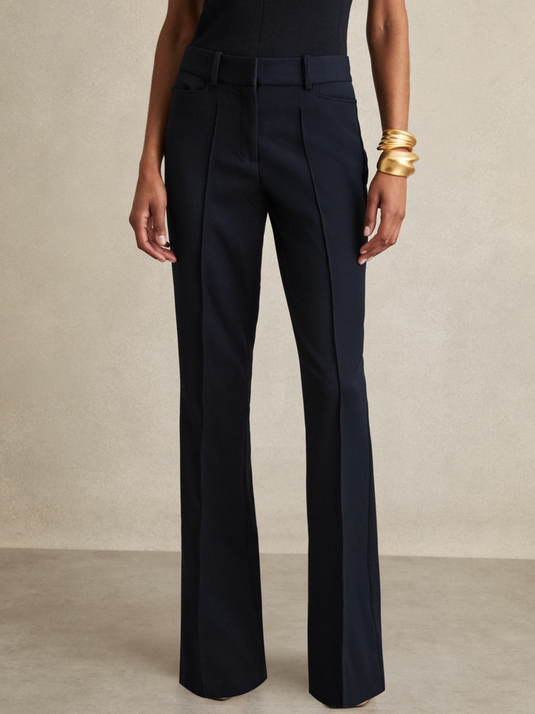Flared Suit Trousers in Navy | Reiss Women Recommended