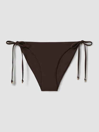 Side Tie Bikini Bottoms in Chocolate | Reiss Women Premium